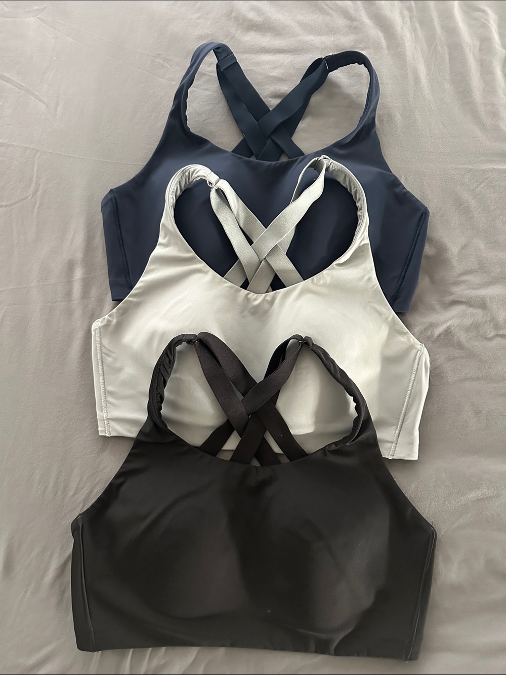 lululemon athletica Cross-Back Sports Bras - Navy, Light Gray, Black